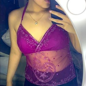 Wet seal TOP Purple beaded